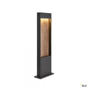 FLATT 65, borne extérieure, anthracite/imitation bois, LED, 9,7W, 3000/4000K, IP