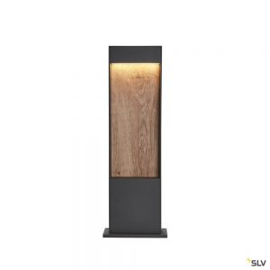 FLATT 65, borne extérieure, anthracite/imitation bois, LED, 9,7W, 3000/4000K, IP