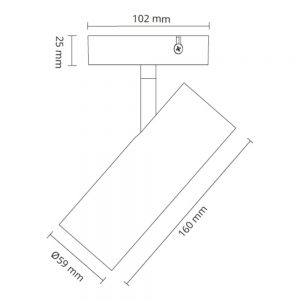 Tube Mini S spot plafond noir 870lm 3000K Ra 98 coupure de phase descendante